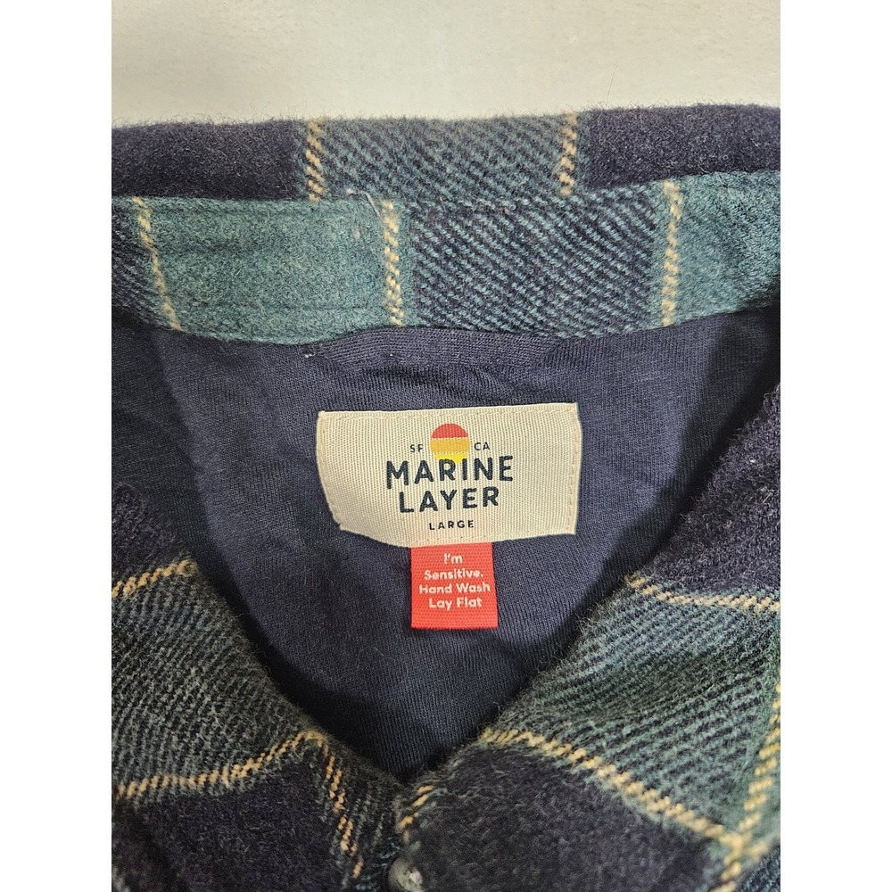 Marine Layer Flannel Signature Plaid Lined Camping Shirt Jacket Size Large Green - Picture 2 of 7